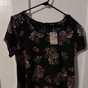 Love J Black Floral Blouse